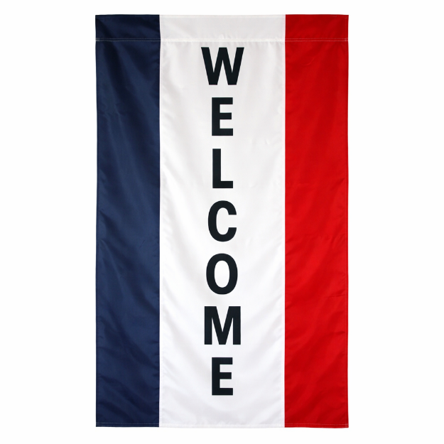Welcome Banner Blue White Red