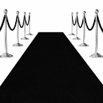 Picture of Elegant Black Gala Event Carpet Runner with Use Examples.