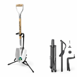 Groundbreaking Shovel Display Stand standing upright.