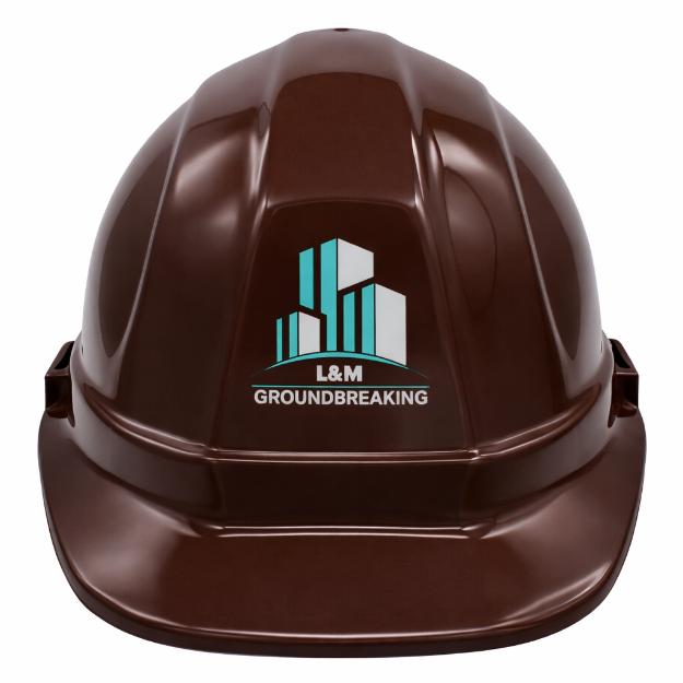 Brown Groundbreaking Hard Hat Front Custom