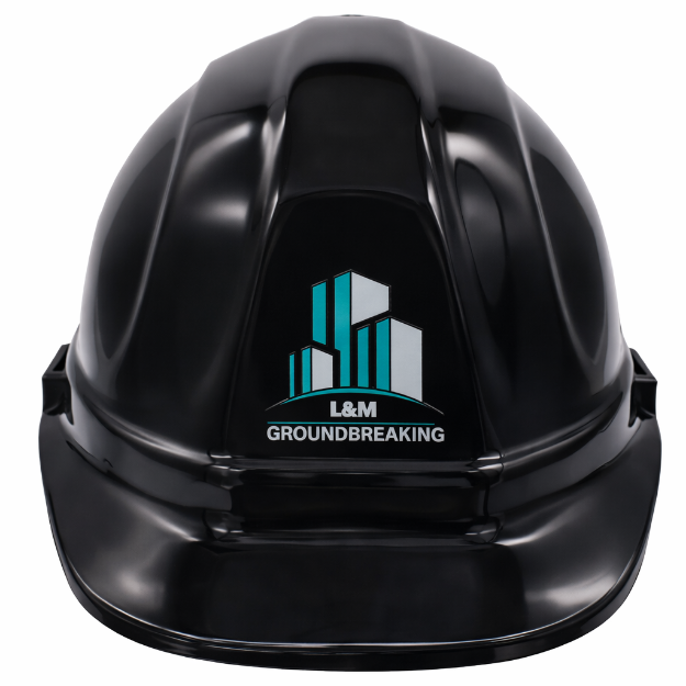 Black Hard Hat Customized Front View