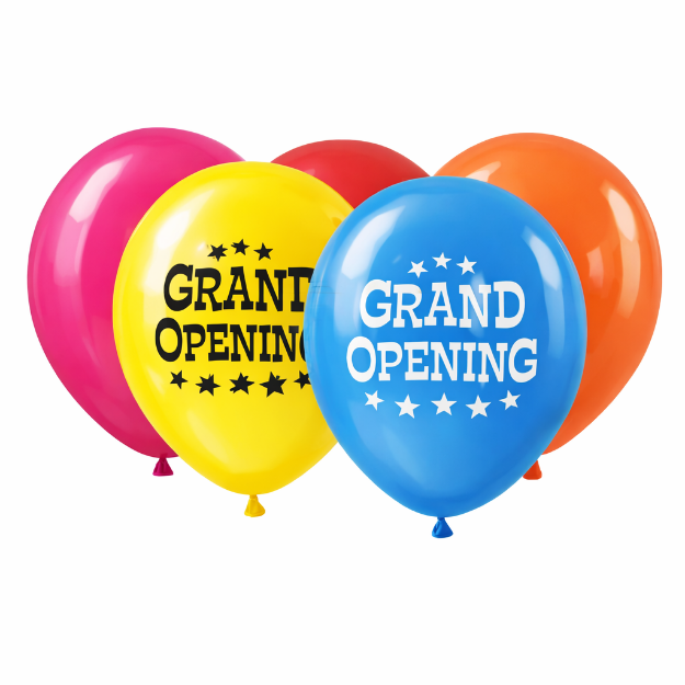 Arrangement of five 17 inch grand opening balloon set.