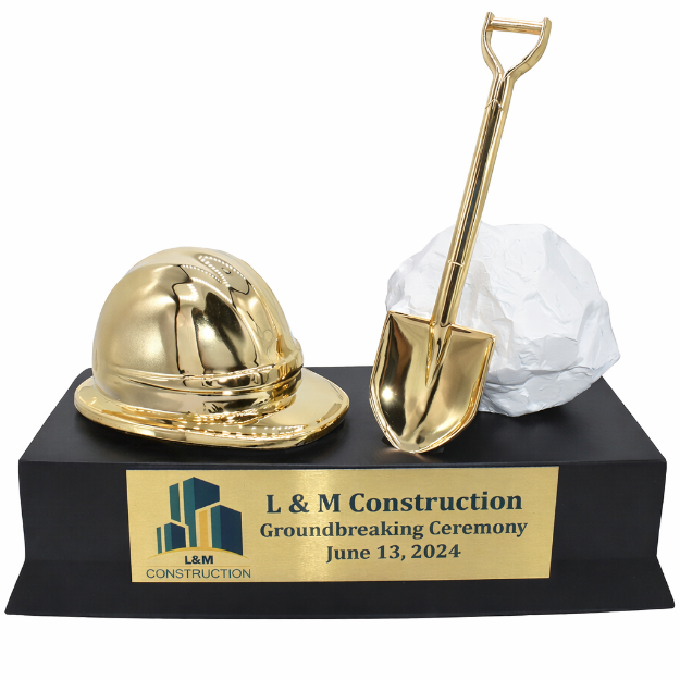 Picture of Groundbreaking Construction  Keepsake Shovel Hat Rock Desktop Trophy