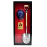 Black Groundbreaking Shovel & Hard Hat Display Case Front View