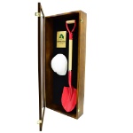 Walnut Groundbreaking Shovel & Hard Hat Display Open Case
