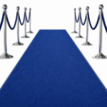 Picture of Standard Blue Event Carpet Runner Rolled Out for Event.
