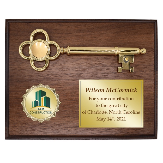 Photo of a Customized Key To The City Recognition Plaque.
