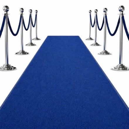 Picture of Standard Blue Event Carpet Runner Rolled Out for Event.