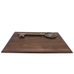 Walnut Key to the City Plaque with Ornate Key Laying Flat