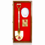 Walnut Groundbreaking Shovel and Hat Display Cas
