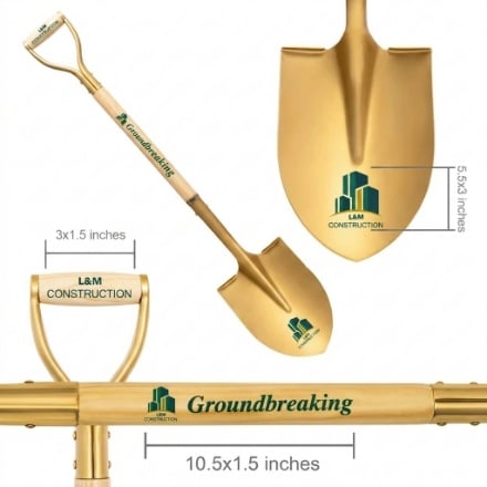 Customized Matte Gold Groundbreaking Shovel Full Color Print