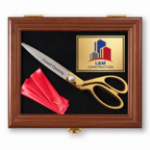 Ceremonial Ribbon-Cutting Shadowbox Set Walnut color